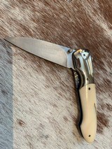 "Gavin Dickerson" of S. Africa Custom "Damascus" Lockback Folder with Mastodon Ivory Scales! - 1 of 11