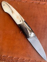 "Gavin Dickerson" of S. Africa Custom "Damascus" Lockback Folder with Mastodon Ivory Scales! - 2 of 11