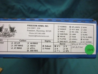 Freedom Arms Model 83 Premier .500WE/.50 AE DUAL cylinder 4 3/4