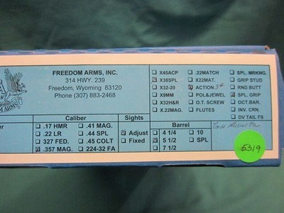 Freedom Arms Model 97 Premier DUAL Cylinder .357 mag/.38 special 5 1/2