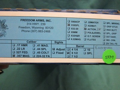 Freedom Arms Model 97 Premier DUAL cylinder .357 Mag/38 Special5 1/2