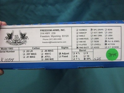 Freedom Arms Model 83 Premier .475 Linebaugh Custom 5 1/4 - Image 5 of 5