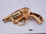 Smith & Wesson Model 38 Engraved and Gold Plated Revolver Bledso Engraved by Weldon Bledsoe - 2 of 6
