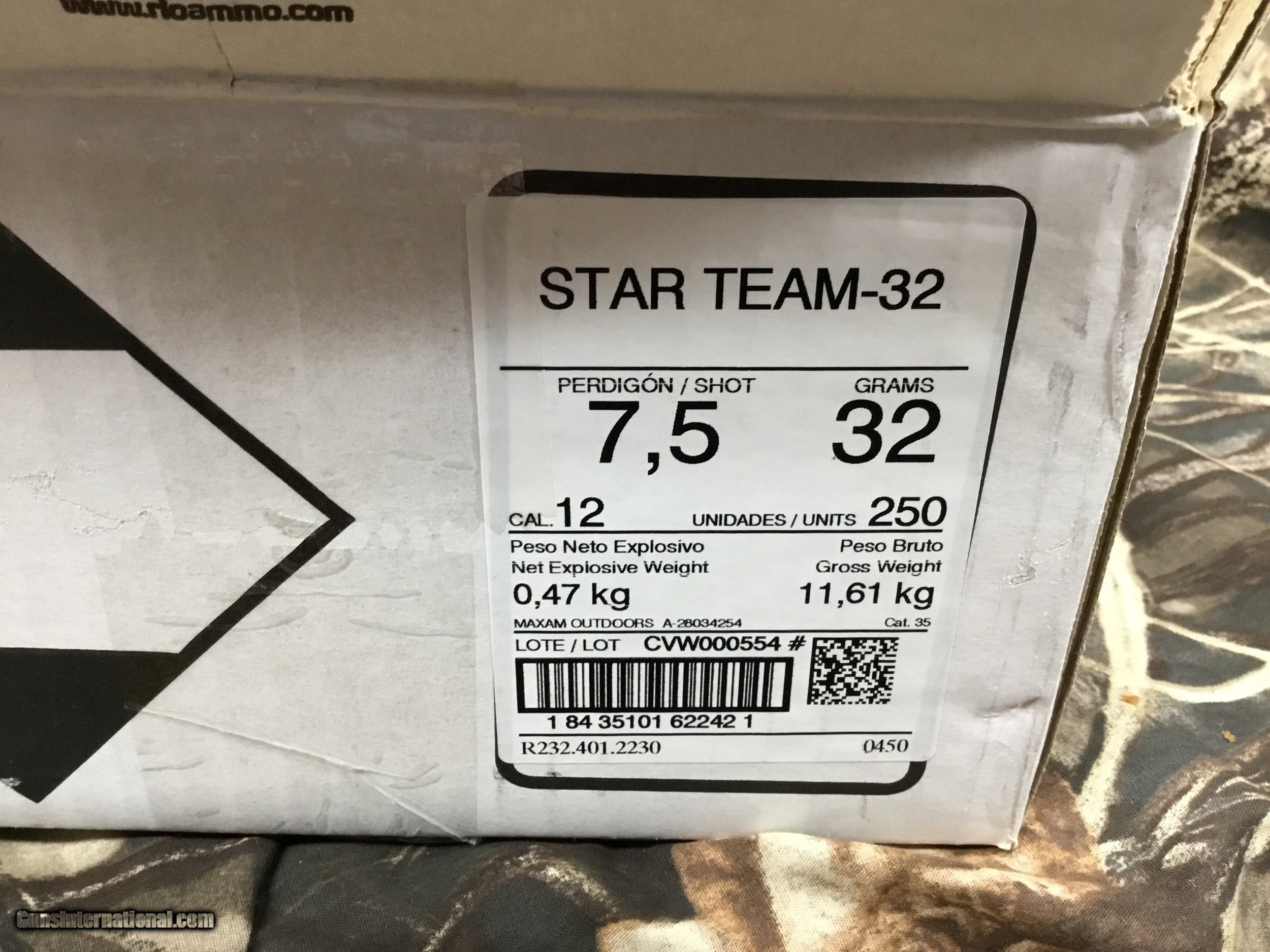 Rio Star Team Evo 12ga 2.75” 1 1/8oz #7.5 Shot Shells………250 rounds