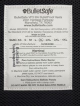 Bullet Safe VP3 Bullet Proof Vest Level 3A
Size XL. - 4 of 7