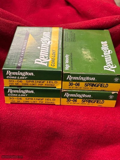 Remington .30 06
Springfield 150 gr Core Lokt PSP.......80 rounds