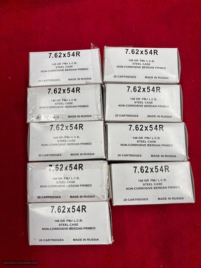 Russian 7.62x54r 148 Gr. Steel Case Ammo..........180 rds