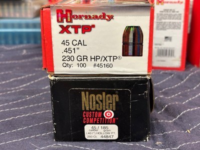 Hornady .45 Cal & Nosler .45 Cal Reloading Bullets……350 Bullets