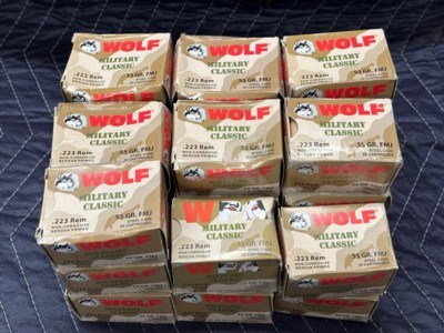 Wolf Military Classic 223 Remington 55 Gr FMJ Steel Case Ammo...500 ROUNDS