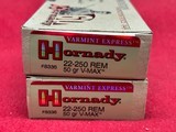 Hornady V-MAX 22-250 Rem 40 Gr, 50 Gr, & 55 Gr Ammo........ 240 Rounds - Image 5 of 11