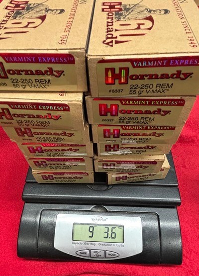 Hornady V-MAX 22-250 Rem 40 Gr, 50 Gr, & 55 Gr Ammo........ 240 Rounds - Image 11 of 11