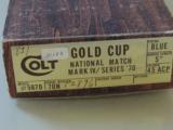 SALE PENDING------------------------------------------COLT SERIES 70' GOLD CUP NATIONAL MATCH .45ACP PISTOL IN BOX (INVENTORY#9907) - 8 of 8