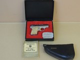 SALE PENDING----------------------------------------------BROWNING NICKEL LIGHTWEIGHT BABY .25 ACP PISTOL IN BOX & POUCH (INVENTORY#10137) - 1 of 6