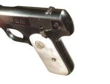 COLT MODEL 1908 HAMMERLESS IN .380 CALIBER WITH FACTORY PEARL GRIPS IN THE BOX - 9 of 12