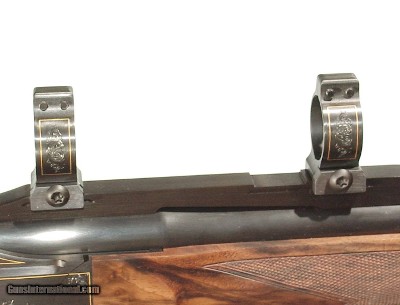 LUXUS ARMS MODEL 11SINGLE SHOT SPORTING RIFLEENGRAVED WITH GOLD BANDING IN .243 WIN. CALIBER - Image 9 of 13