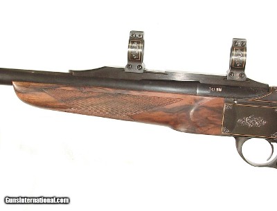 LUXUS ARMS MODEL 11SINGLE SHOT SPORTING RIFLEENGRAVED WITH GOLD BANDING IN .243 WIN. CALIBER - Image 13 of 13