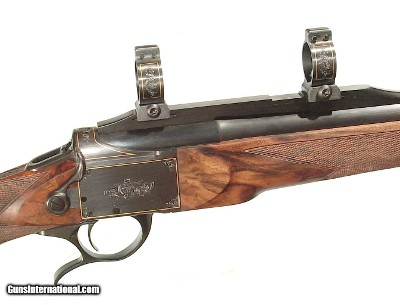 LUXUS ARMS MODEL 11SINGLE SHOT SPORTING RIFLEENGRAVED WITH GOLD BANDING IN .243 WIN. CALIBER - Image 3 of 13