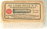 UMC / REMINGTON COMBINED LOGO BOX .22 LONG RIFLE R.F. CARTRIDGES - 1 of 2