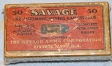 SCARCEBOX OF 50 SAVAGE ARMS CO. .32 AUTOMATIC PISTOL CARTRIDGES DATED 1923 - 1 of 4