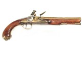 EARLY BRITISH BRASS BARRELED FLINTLOCK OFFICERS PISTOL BY 