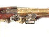 EARLY BRITISH BRASS BARRELED FLINTLOCK OFFICERS PISTOL BY 