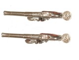 PAIR OF SILVER MOUNTED QUEEN ANNE FLINTLOCK PISTOLS BY 