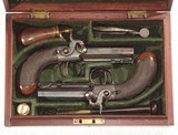 CASED PAIR OF PERCUSSION TRAVELING PISTOLS BY 