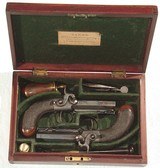 CASED PAIR OF PERCUSSION TRAVELING PISTOLS BY 