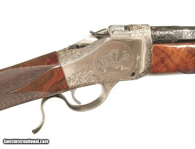 BROWNING MODEL 1885 BI-CENTENNIAL
1 OF 1000 HAND ENGRAVED RIFLE AND KNIFE