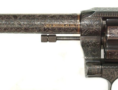 FABULOUS JOHN WARREN GOLD INLAID ENGRAVED COLT NEW SERVICE REVOLVER - Image 4 of 18