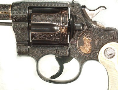 FABULOUS JOHN WARREN GOLD INLAID ENGRAVED COLT NEW SERVICE REVOLVER - Image 3 of 18