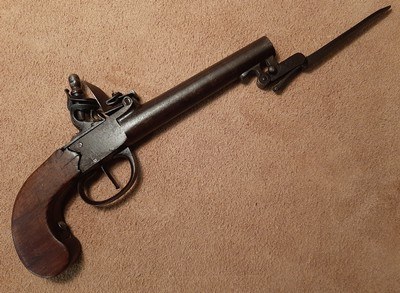 Flintlock Pistol with Spring Loaded Dagger Circa 1750-1825 - Image 1 of 11