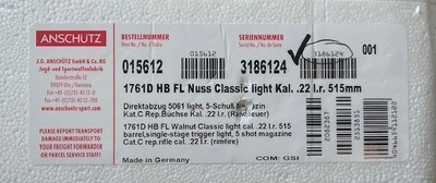 Anschutz 22 LR Rifle- Model 015612 FL NUSS CLASSIC LIGHT - Image 3 of 3