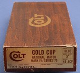 S O L D - - - COLT - Series 70 - Gold Cup National Match - 1911 - 1975 Pistol - As New in Original Box! - 11 of 11