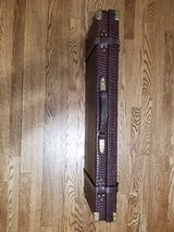 Vintage oak and leather gun case 30" barrels - 4 of 6