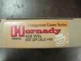 HORNADY DANGEROUS GAME SERIES 458 WINCHESTER MAGNUM AMMUNITION 4 boxes - 1 of 1
