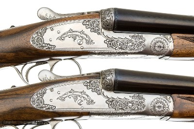 GRIFFIN & HOWE BEST ROUND BODY SIDELOCK EJECTOR PAIR OF SXS GAME GUNS 20 GAUGE
