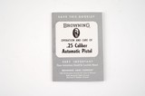 BROWNING BELGIUM 25 AUTO OWNERS MANUAL - 1 of 1
