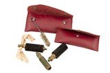 PURDEY 12 BORE CLEANING KIT IN RED LEATHER POUCH - 1 of 2