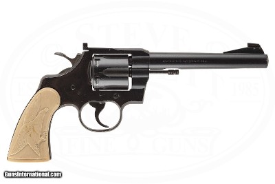 COLT OFFICER'S MODEL MATCH 22 LR CARVED IVORY GRIPS