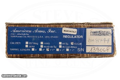 AMERICAN ARMS INC/UBERTI SINGLE ACTION ARMY REGULATOR MODEL DELUXE 45 COLT - Image 8 of 8