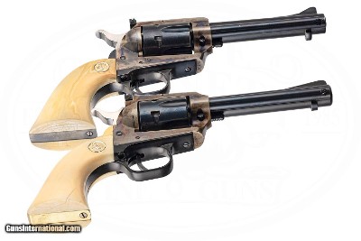 COLT NEW FRONTIER 22 LR WITH 22 MAG CYLINDER AND 2ND GEN NEW FRONTIER 45 LONG COLT WITH 45 ACP CYLINDER - CASED SET - COLT IVORY GRIPS - Image 6 of 7