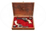 COLT NEW FRONTIER 22 LR WITH 22 MAG CYLINDER AND 2ND GEN NEW FRONTIER 45 LONG COLT WITH 45 ACP CYLINDER - CASED SET - COLT IVORY GRIPS - 1 of 7