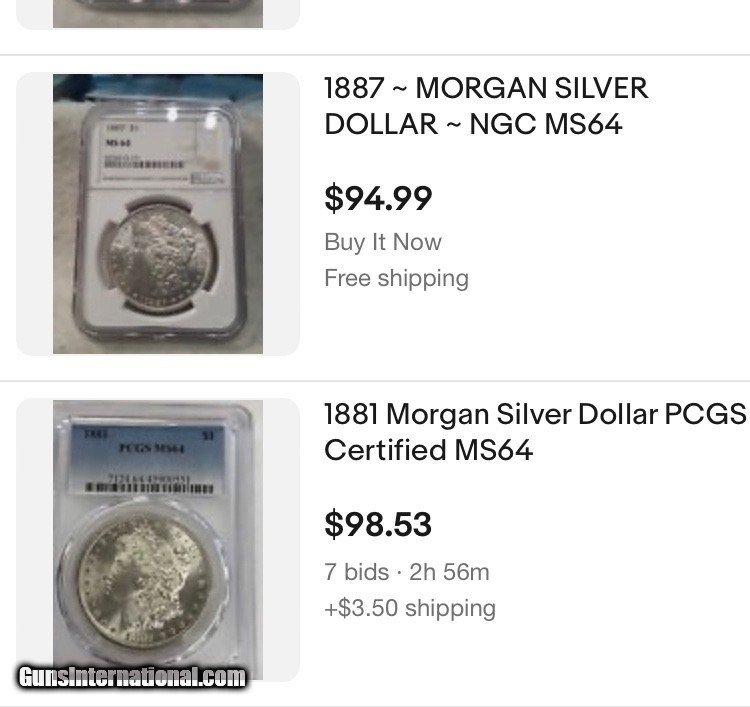 Graded Silver dollars for sale