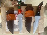 Custom D2 tool steel knives and sheaths - 1 of 2