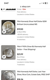 61.
Very nice pre-64 Silver half dollars. - 2 of 2