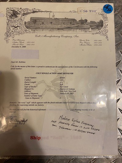 Soft Shipped Colt SAA 451883 - Image 2 of 6