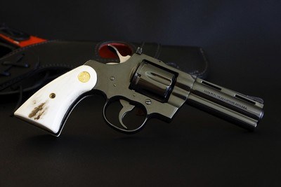 1981 Royal Blue 4” Colt Python ~ Blue Stag Grips ~ Bucheimer Shoulder Rig - Image 2 of 20