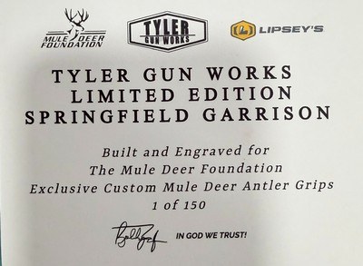 Tyler Gun Works MDF 1911 – 1 of 150 – NIB / Unfired – Springfield Garrison .45 ACP – Stag Grips – Engraved - Image 7 of 7