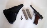 1925 DATED SIMSON/SUHL GERMAN LUGER RIG W/ 2 MATCHING # MAGAZINES - 1 of 11